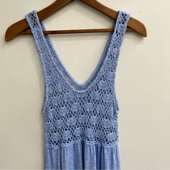 Aerie Crochet Maxi Dress Ocean Sky 100% Cotton Pockets Summer Pool Size Medium - Picture 8 of 14